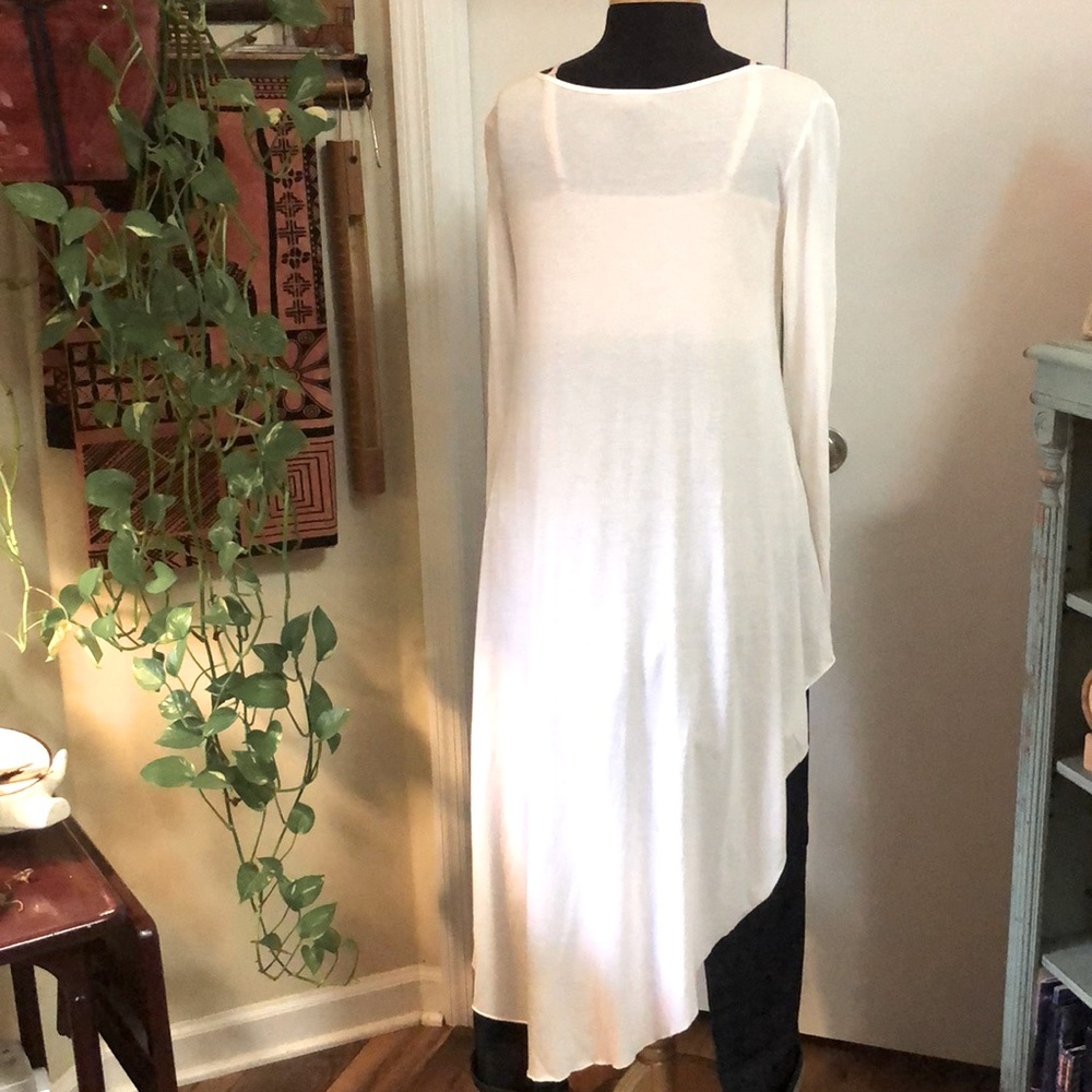 Express long sleeve white 100% Cotton t-shirt - Picture 2 of 4